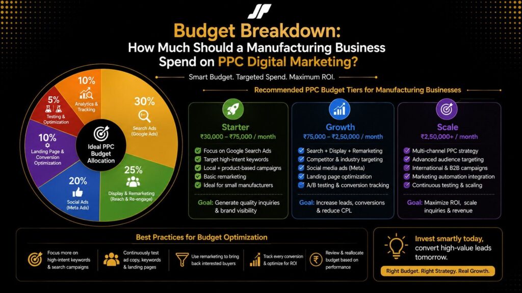 Budget breakdown PPC Marketing on Manufacturing Business